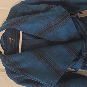 VERAWANG BRAND WOMAN'S TEAL BLUE AND BLACK WARM BELTED LINED WINTER COAT SIZE XS